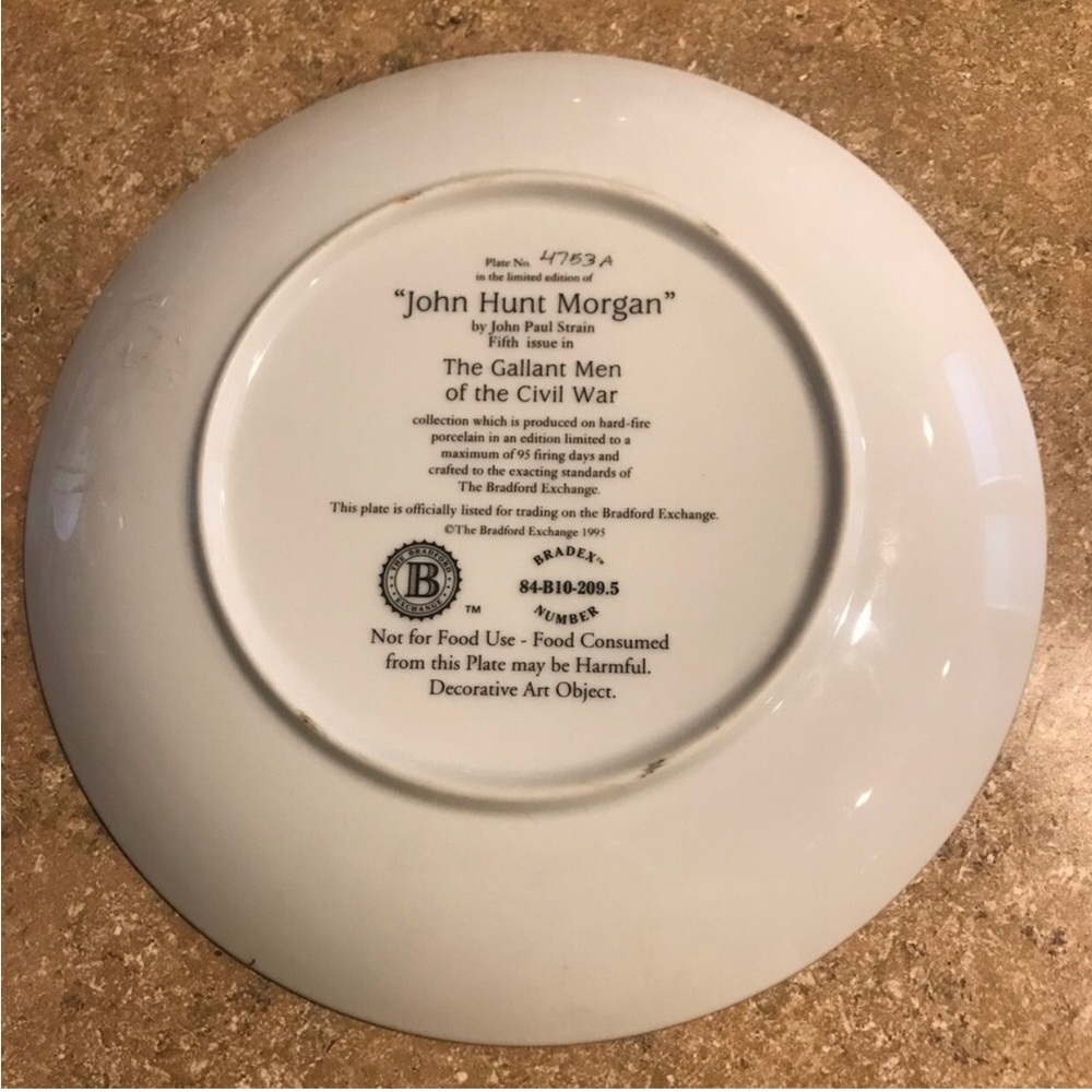 Civil War decorative plate “John Hunt Morgan” - Picture 2 of 3